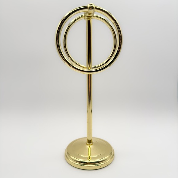 Polished Brass Towel Holder Double Ring Holder Stand Bathroom Accessory c 1970s - Picture 5 of 13